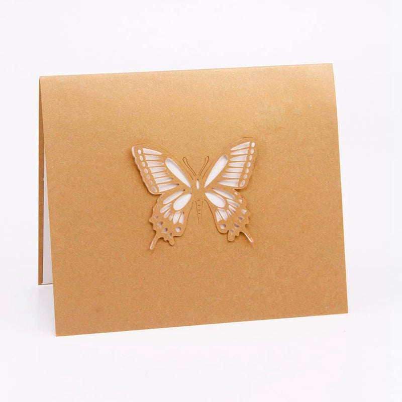 ENJOYPRO 3D Pop Up Cards Greeting Cards Christmas Tree Laser Cut card with Envelope for Xmas and Happy New Year (3D Butterfly, Pack of 1) - Image 2